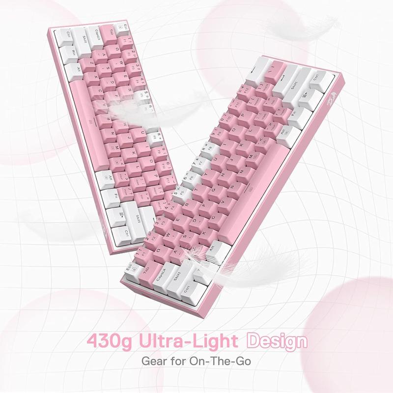 SAKURA Teclado Mecânico Gamer Compacto Redragon Fizz Sakura Bubblegum